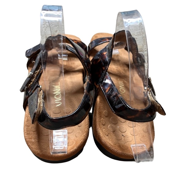 FINAL SALE Vionic Paros Flat Tortoiseshell Strappy Faux Leather Sandals 10 - Picture 7 of 13